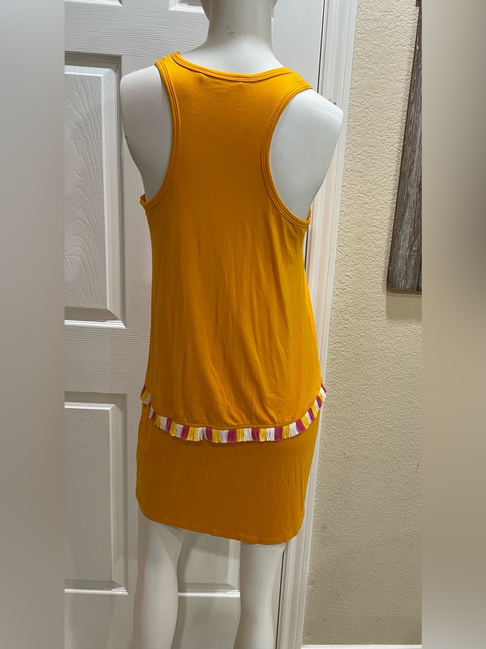 Trina Turk Richmond Tasseled Popover Dress Yellow Orange Mini Resort Size Small - Picture 4 of 11
